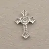 Acessórios para Nail Art Metálicos 3D Retro com Pedraria Cruzada Chrome Hearts Liga de Metal Cruz Prateada Acessórios com Pedraria para Nail Art