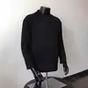 Sudadera estilo americano con cuello Henry para hombre, camiseta de manga larga a rayas de peso pesado para otoño con patrón de espiga, elegante camiseta base para llevar debajo