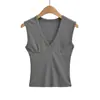 2649-26 Otoño estilo coreano ajustado sin mangas de cuello V color macarrón camiseta sin mangas