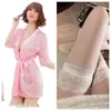 Lencería Sexy para Mujer, Atractiva y Seductora, Bata Transparente con Ribete de Encaje Talla Plus, Bata con Lazos, Venta al por Mayor y Dropshipping