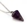Colar pingente de cristal de ametista coluna hexagonal de pedra natural pingente cônico Cristal colar feminino atacado