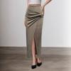 2025 Europeu e Americano Transfronteiriço Novo Saia Tecido Tremulante Moda Slim Fit Torcido Sexy Colado ao Corpo Fenda Saia