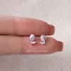 Nalan S925 Prata Esterlina Exquisite Mini Bonito Fresco Doce Diamante Rosa Tulipa Brincos M05918