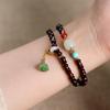 Pulsera de bambú de sándalo natural, hoja pequeña de sándalo rojo 7*5mm, cuenta de bambú, pulsera de doble aro, cuenta de barril comodín, joyería al por mayor