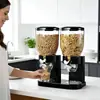 Dispensador de Cereais Grãos de Café da Manhã com Balde Duplo de 2L Máquina de Cereais com Três Baldes Pote de Armazenamento à Prova de Umidade para Lanches de Aveia na Cozinha