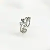 Anel de Zircônia de Camada Dupla Simples de Moda Transfronteiriça Feminino Simples Distintivo Diamante Anel Dourado Aberto Ajustável Joia