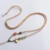 Novo Cordão para Pingente de Jade Hetian Estilo Chinês, Âmbar Vermelho do Sul, Pingente de Jade Dourado, Luxo Leve, Cordão de Colar Retrô de Nicho