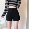 Shorts de traje negros de cintura alta para mujer, nuevo estilo otoño e invierno 2026, adecuados para usar con botas, hot pants de línea A
