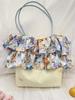 5423 Nuevo Bolso de Hombro Patchwork Floral Rosa Vintage para Mujer con Volantes, Gran Capacidad, para Viaje, Portátil, de Axila