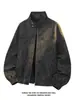Chaqueta de cuero tie-dye mate para hombre, estilo retro americano primavera/otoño, top fresco y elegante, nueva chaqueta de cuero PU 2026