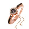 2026 Nuevo Modelo Transfronterizo Fresco Pulsera Redonda con Incrustaciones de Diamantes para Mujer, Reloj de Pulsera Cuadrado Compacto de Aleación con Piedras Preciosas, Reloj de Cuarzo