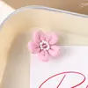 Acessório de elástico de cabelo em malha leve com flor tridimensional de cinco pétalas, acessório de tecido com centro de strass e contas, flor de cinco pétalas, atacado