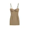 Atacado de Roupas Femininas Transfronteiriças Estilo Europeu e Americano Primavera 2026 Novo Vestido de Alça Cor Sólida Slim Fit Vestido Elegante