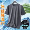 Camiseta de Verano Transfronteriza de Seda de Hielo para Hombre, Delgada, Transpirable, de Secado Rápido, Malla Hueca, Top Deportivo de Manga Corta, Camiseta Base para Hombre
