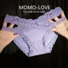 Sueño de Mariposa Rima Púrpura~Bragas de Encaje Sexy Francesas para Mujer Deseo Puro Huecas con Lazo Delgadas Transpirables Braguitas para Mujer