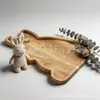 Bandeja de almacenamiento de madera maciza con forma de conejo transfronteriza con lindo diseño de ranura para almacenamiento de joyas de escritorio y organización de la entrada