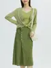 Cardigan de punto brillante de seda genuino marca Gejia Verano 2026 Cárdigan de punto con cuello en V Chaqueta protectora solar Exterior fino de Tencel