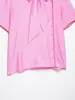 Camisa de Manga Corta Rayada con Decoración de Lazo para Mujer, Estilo Europeo y Americano, Nueva de Verano 2026, Venta al por Mayor 26377