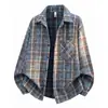 Camisa para Hombre 2026 Otoño Nueva Estilo Hong Kong Corte Holgado Talla Grande Cuadros Tie-Dye Manga Larga Camisa Cardigan para Hombre Top de Moda