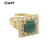 MPR077 anillo de fiesta para mujer, clásico, de color, con incrustaciones de amatista, malaquita, perla artificial, joyería