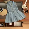 Vestido de Mezclilla para Niña 2026 Verano Nueva Moda Vestido de Princesa Estampado sin Mangas para Niños Vestido de Mezclilla para Niña Pequeña