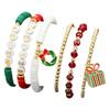 Nuevo Pulsera Colgante de Regalo de Navidad Transfronterizo de 6 piezas Rojo Verde Cerámica Suave Letra Cuentas Pulsera Elástica