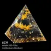 Transfronterizo 6cm Cristal Natural Letra Dorada Adorno Decorativo de Escritorio para el Hogar Pirámide de Resina para Chakra Yoga Meditación