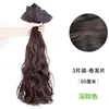 Peluca de Tres Piezas para Mujer para la Parte Superior de la Cabeza, Sin Costuras e Invisible, Añade Volumen, Extensiones de Cabello Sintético Ligeramente Rizado Estilo Coreano