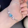 Pulseira de Apatita Natural, Fresca e Natural, Estilo Ultra-Luxuoso e Grandioso, Tamanho da Pedra Principal: 6*8mm, Banhado a Prata 925