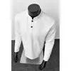 Camiseta de manga larga con cuello henley deconstruido, unisex, para primavera y otoño, polo de alta gama estilo americano de corte limpio, prenda interior