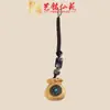 Yiming Xianyuan Palosanto Tallado Bolsa de la Suerte Accesorios Colgante Giratorio Sándalo Verde Bolsa de Dinero Cadena para Teléfono Móvil Llavero