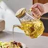 Olla de aceite de vidrio de borosilicato alto para uso doméstico, botella transparente con forma de diamante para condimentos, utensilios de cocina, botella de salsa de soja y vinagre líquido, olla de aceite