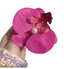 Grampo de Cabelo Phalaenopsis Rosa Doce Feminino 2024 Nova Atmosfera Flor para Foto Presilha Bico de Pato Primavera e Verão Presilha Lateral Acessórios de Cabelo