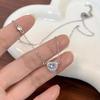 Collar de Plata Pura S925 con Colgante de Corazón Lágrima, Cadena para Clavícula para Mujer, Lujo Ligero, Simple y Moderno, Joyería de Cadena para el Cuello Meiya