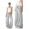 Jeans azules desgastados estilo retro americano para hombre y mujer, nuevo estilo de otoño, holgados y versátiles, pantalones de pierna recta y pierna ancha
