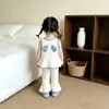 Conjunto Energético de Angelito para Niña: Top de Tirantes Transpirable Amigable con la Piel para Verano Combinado con Pantalones de Campana con Volantes