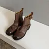Botas Martin de piel genuina para mujer, con un tacón medio grueso, punta redonda y detalle de hebilla, son un nuevo estilo otoño/invierno, perfectas para el uso casual.