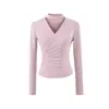 Camiseta de Manga Larga Ajustada de Moda para Mujer Versátil Sexy Camiseta Básica Otoño Invierno Color Sólido Top Ceñido para Mujer