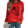 Suministro de Comercio Exterior Ama los Caballos Estampado de Caballos Sudadera de Cuello Redondo Talla Europea Chaqueta para Mujer Manga Larga Talla Europea Invierno