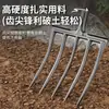 Una herramienta para voltear y aflojar la tierra, adecuada para la recuperación de terrenos y la excavación, con púas de acero para plantar verduras, disponible en diseños de cuatro, cinco y seis púas