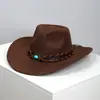 Chapéu de Cowboy Ocidental Clássico Retrô Mais Vendido na Amazon em Vendas Transfronteiriças, Chapéu de Jazz Fashion Europeu e Americano para Homens e Mulheres, Chapéu de Cowboy, Cartola