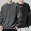 Moletom masculino de primavera e outono, tamanho grande, versátil, folgado, casual, moderno, gola redonda, pulôver, grosso, camisa básica estilosa