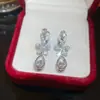 Presilhas de Orelha~Brincos Elegantes e Luxuosos Estilo Francês com Flor de Zircônia e Design Sem Furo, Luxo Leve e Sensação de Alta Qualidade