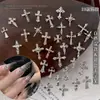 Acessórios de nail art de cruz escura com 12 peças, item popular de exportação transfronteiriça, strass de liga de rebite, acessórios de unha vestíveis DIY