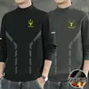 Camiseta Base Versátil Ins-Trendy de Manga Larga de Color Sólido de Doble Cara de Forro Polar para Hombre DeRong 2025 Otoño/Invierno Nuevo de Cuello Alto
