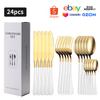 1010 Explosiones Transfronterizas Amazon Cuchillo, Tenedor y Cuchara Vajilla Juego de 24 piezas Occidental Simple Cuchillo para Bistec, Tenedor y Cuchara Traje Caja de Regalo