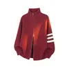 Suéter de punto con tres rayas, cárdigan para hombre, chaqueta, otoño/invierno, corte holgado, estilo casual, diseño nuevo y popular, venta al por mayor para exportación y ventas transfronterizas