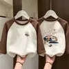 Ropa interior para niños De Rong niños otoño e invierno nueva ropa interior camiseta de manga larga empalmada cuello redondo ropa cálida de otoño top