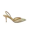 Zapatos de Tacón Alto con Punta Puntiaguda, Bordados de Perlas, Transpirables de Malla para Mujer 2025 Otoño Nuevo Baotou Moda Sandalias de Tira al Tobillo de Moda para Mujer