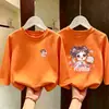 Camiseta de manga larga de dibujos animados a la moda estilo coreano para niñas, nuevo estilo primavera y otoño 2026, camiseta básica de algodón puro para niñas